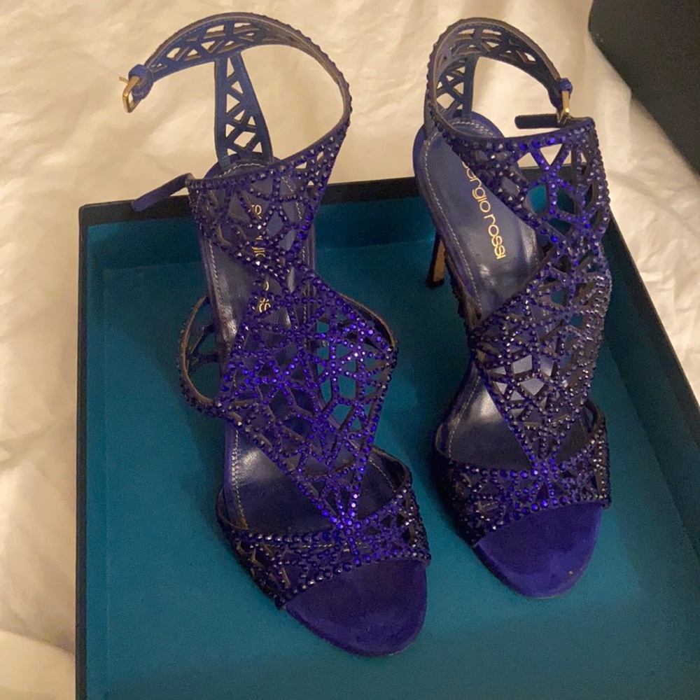 Sergio rossi royal blue Swarovski crystals heels